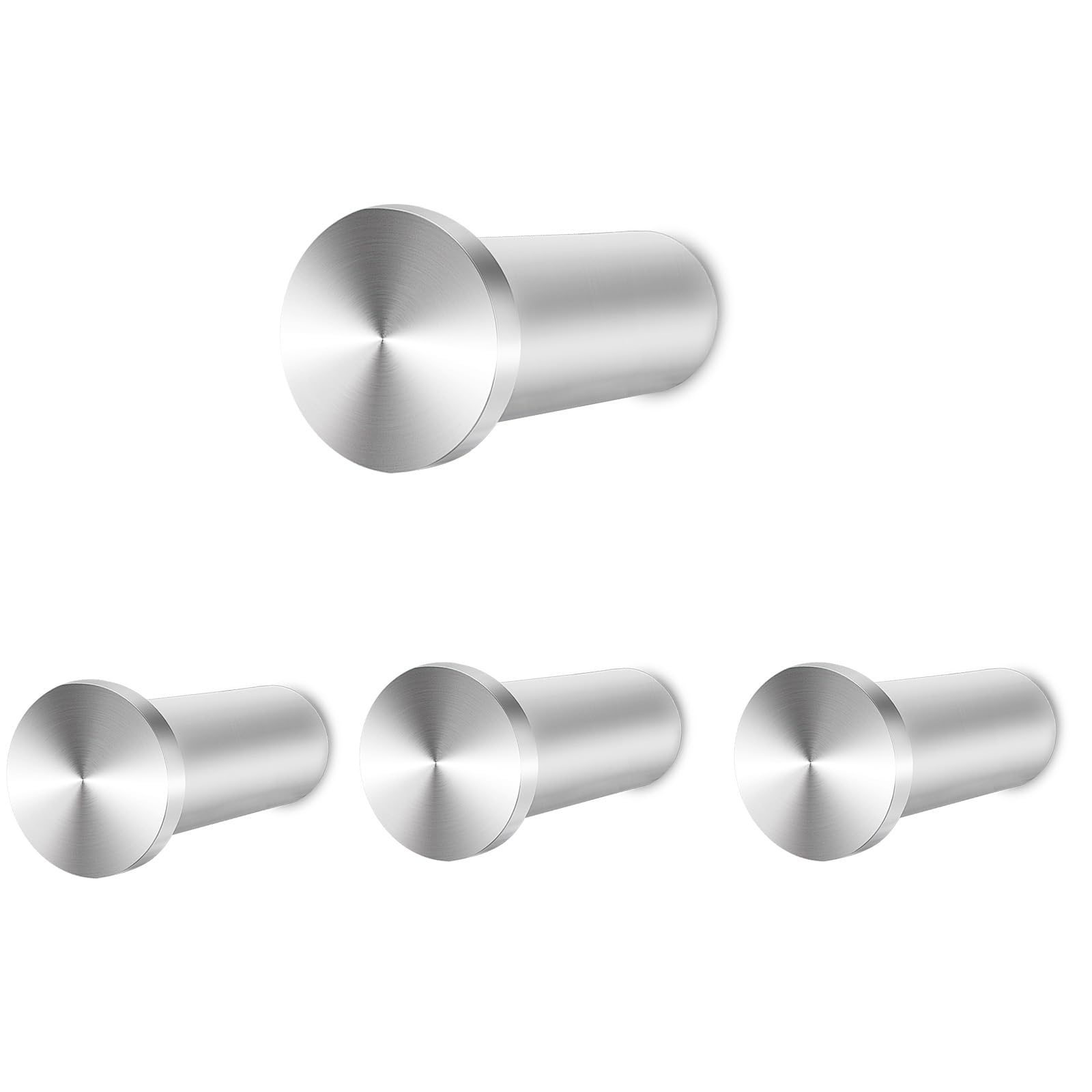 Vista Stainless Steel Hooks SUS304 Wall Hooks Silver Coat Hooks Heavy Duty with Drilling Cloth Hook for Wall, Bathroom, Kitchen, Bedroom 4 Packs