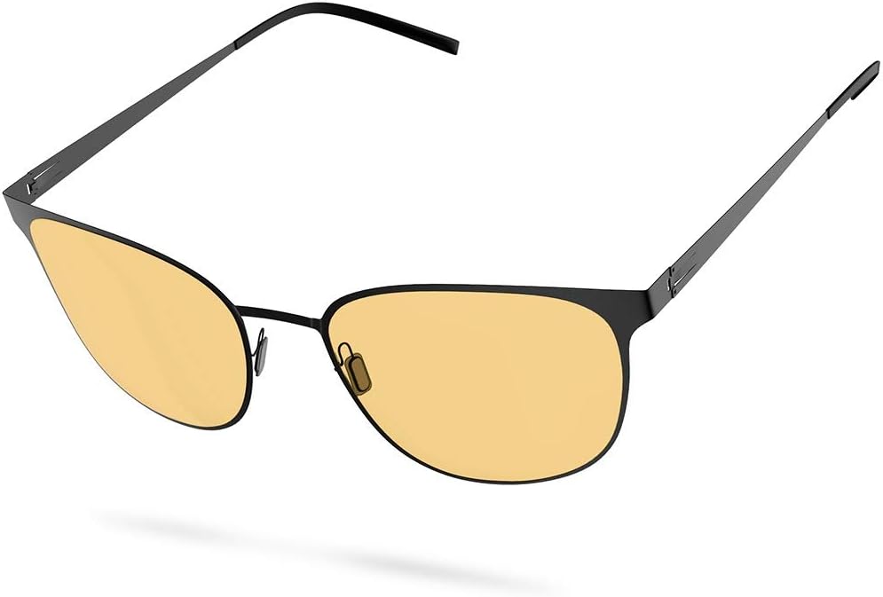 Blue Light Blocking Glasses, Avoalre Gaming Reading Glasses for Phone Computer use, Anti Eyestrain UV Filter Amber Tinted Lens Ultra Lightweight Frame Eyeglasses for Men Women, Gold (0.00)