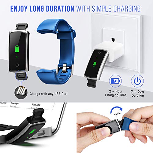 FITFORT Fitness Tracker with Blood Pressure HR Monitor - 2019 Upgraded Activity Tracker Watch with Heart Rate Color Monitor IP68 Pedometer Calorie Counter and 14 Sports Tracking for Women Kids Men