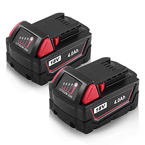 Fhybat 18V M18 Replace REDLITHIUM XC 4.0 Extended Capacity Battery Pack for Milwaukee 48-11-1852 (2Packs)