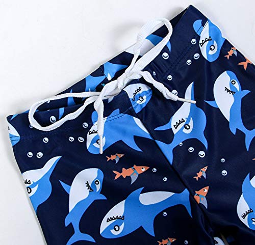 Baby Toddler Boys Two Piece Rash Guard Swimsuits Kids Short Sleeve Sunsuit Swimwear Sets with Hat UPF 50+ Blue Shark (18-24 Months)