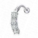 TOOLSSIDE VCH Piercing Jewelry with 4 Clear Zirconium Stones Stainless Steel Belly Button Ring Navel Piercing Jewelry Belly Rings for Women 14G Belly Button Piercing