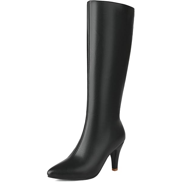 Oelaio Women's High Heel Ankle Boots - Pointed Toe Leather Short Boots With Back Zipper (Coffee, Size 6.5) - View #6