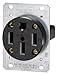 3-Pole Flush Mount Industrial Grade Range Receptacle, Straight Blade, Black, Nema 14-50R, 125/250 Volts, 50 Amps primary