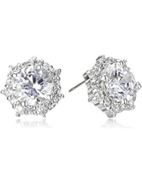 Round Cubic Zirconia Halo Stud Earrings
