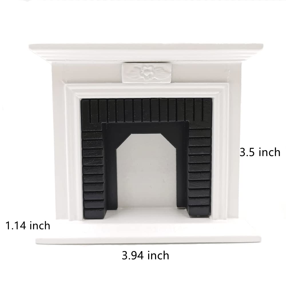 Dollhouse Decoration Accessories,1:12 Dollhouse Miniature Furniture Room Wooden Vintage Black White Fireplace