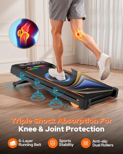 Walking Pad with 15% 12-Level Auto Incline, 450 Lbs Capacity UI Screen, Trisomy 3.5HP Quiet Foldable Portable Under Desk Treadmill with Speaker & Remote, 4 in1 Compact Treadmills for Home/Office