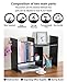 PAG Adjustable Desktop Shelf Wood Small Bookshelf Desk Supplies Organizers and Accessories Storage Display Rack Office Decor, Black