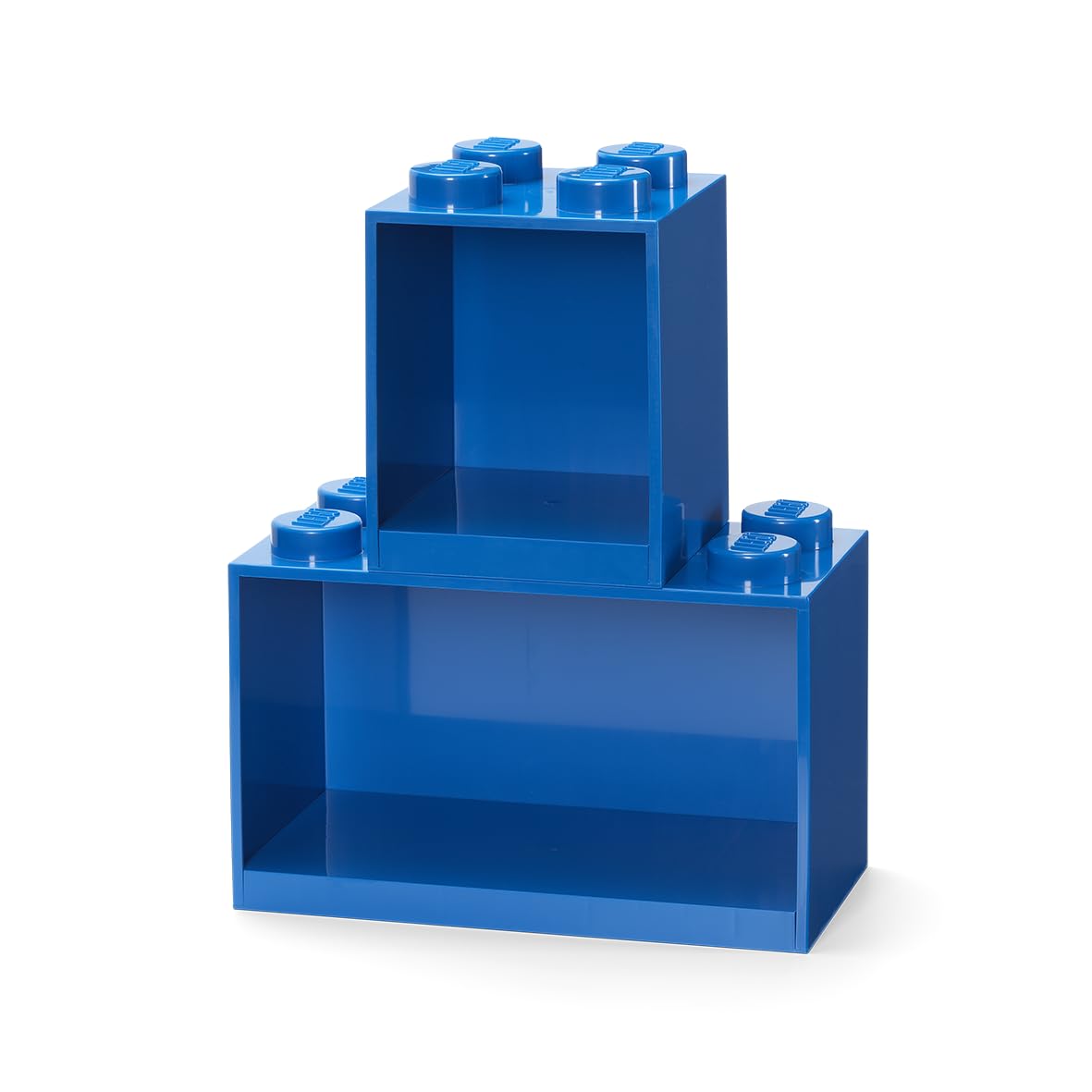 LEGO Brick Shelf Set - 2 pcs | Perfect LEGO Storage for Books, Toys, and Trinkets | Desk Organiser, Room Storage, and Stackable Storage Solution, Blue