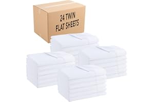 ARKWRIGHT LLC Arkwright Bulk Twin Flat Sheets - Case of 24 - Soft Brushed Microfiber Hypoallergenic Top Sheet only with Wrinkle Resistant, Bedding Essentials for Hosts and Hotels, White
