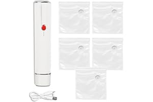 Chef Preserve Portable Mini Vacuum Sealer with 5PCS Vacuum Bags(8.6 * 8.3in), Handheld Vacuum Sealer for Food Fresh & Save
