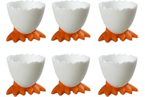 6Pcs Egg Cups Cartoon Egg Holders Soft Hard Boiled Egg Cups for Breakfast Brunch Soft Boiled Egg(White)