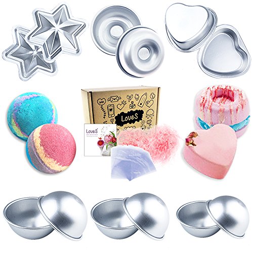 Loves Bath Bomb Mold - 43pcs Including Bath Bomb Molds/Heat Shrink Bags/Shredded Paper for Wrapping, for Homemade Bath Bombs (43PCS) Loves Bath Bomb Mold - 43pcs Including Bath Bomb Molds/Heat Shrink Bags/Shredded Paper for Wrapping, for Homemade Bath Bombs (43PCS)