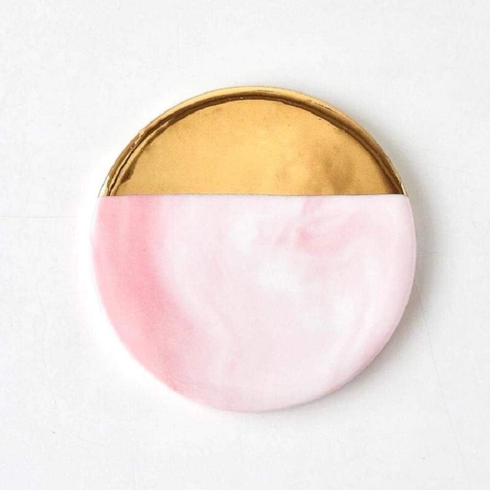 Creative, Marble, Grain, Ceramic Cup Holder, Insulated placemat, Cup Coaster, Nordic, Mug mat, Cup and Saucer Candle Tray-Pink Gold Rim