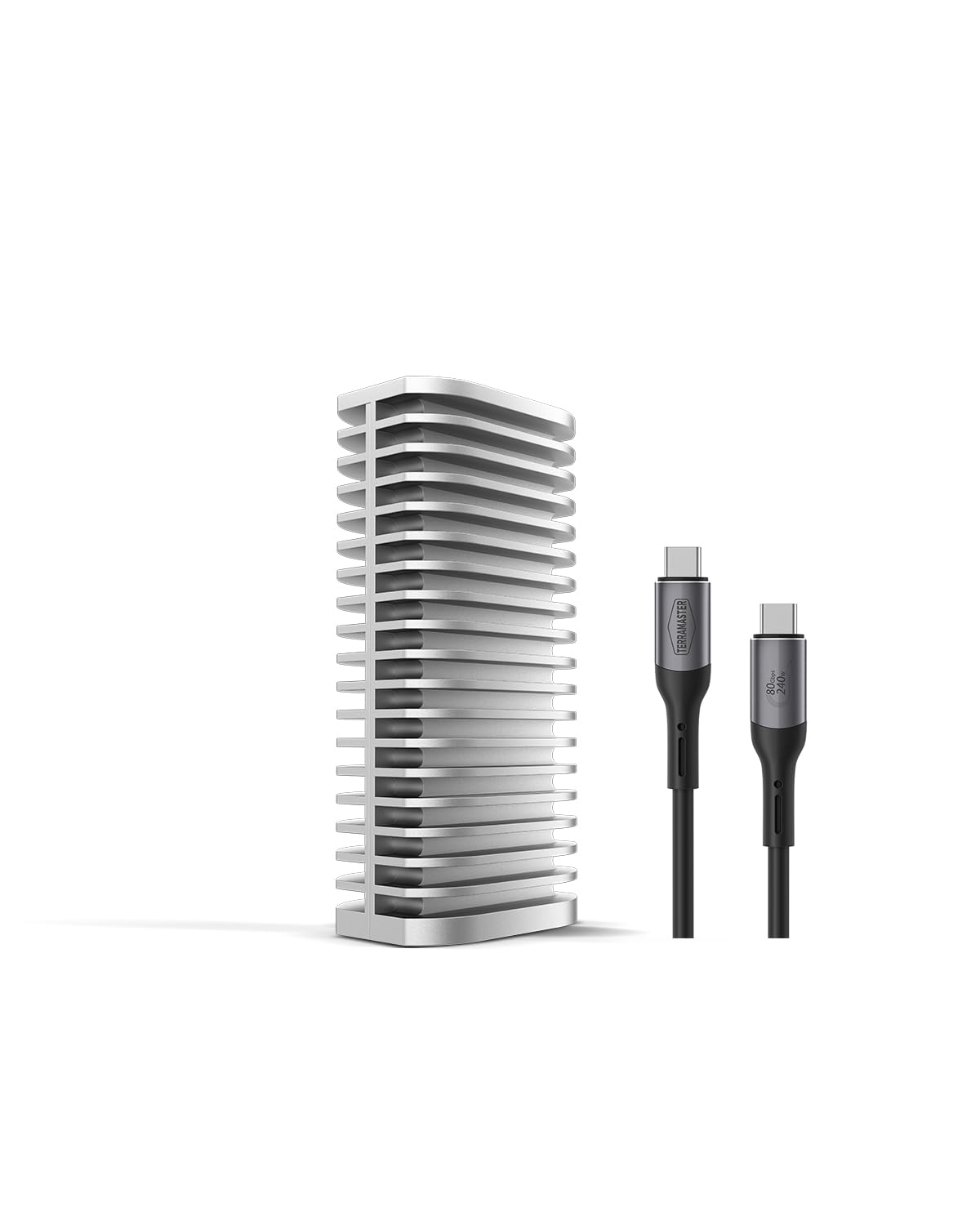 TERRAMASTER D1 SSD Pro M.2 NVMe-Gehäuse (80 Gbit/s, bis 7061 MB/s) - Vollaluminium mit Effizienter Kühlung, Geräuschlos - Kompatibel mit USB 4, Thunderbolt 5/4/3 (ohne Festplatte)