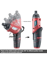AOBEN - Kit de destornillador eléctrico inalámbrico de 3,6 V, ligero, par máximo, 5 N.m, batería de iones de litio recargable de 2 posiciones con 32 puntas de destornillador, cargador para hombres, mujeres, bricolaje (AB7211T)