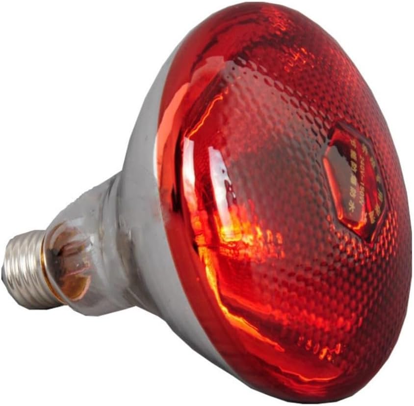 Red Infrared Heat Lamp,for Chickens,Brooders & Reptiles – 110V E27 Base Incandescent Bulb with Quartz Glass,5000-Hour Lifespan(Red Saffron 175W)
