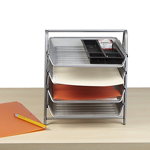 Mind Reader Desk Organizer with 4 Sliding Trays for Letters, Documents