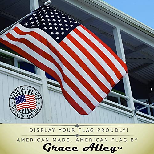 Grace Alley American Flag 3x5, Made in the USA, Outdoor UV Fade Resistant, Waterproof, Vibrant Color, Long Lasting Polyester Cotton Blend with Brass Grommets