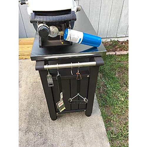 BBQ Prep Table Outdoor Portable Stainless Steel Top Grill Prep Mobile Cooking Station Indoor Outdoor Storage Cabinet Deck Patio Backyard Furniture Weather-Resistant Adjustable Legs & eBook BADA Shop