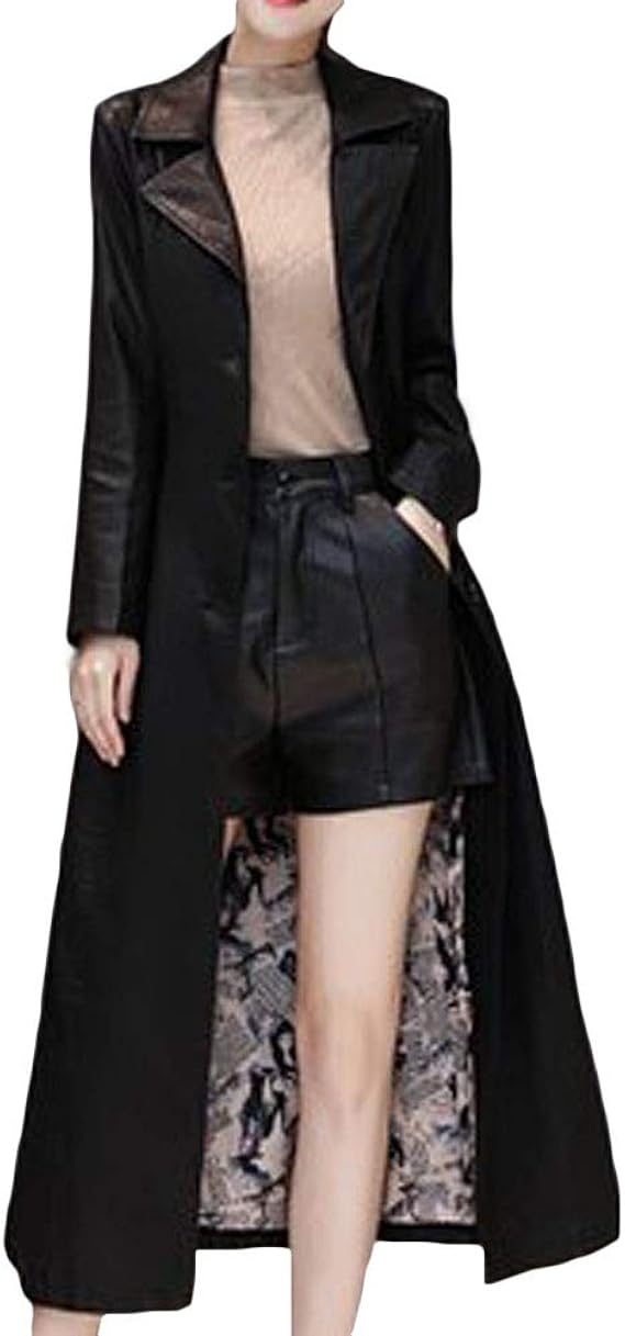 Amazon Habille ハビー レディーズ レザーコート ロング ライダース フェイクレザー 革ジャン 合皮 大きいサイズ 2カラー コート ジャケット 通販