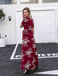 Blooming Jelly - Vestido largo para mujer, cuello en V, diseño floral, con cinturón