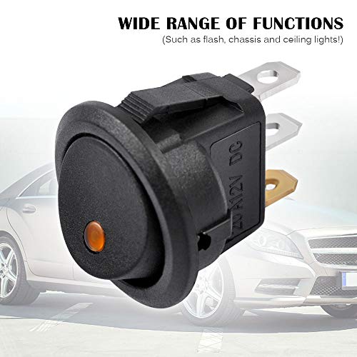 AutoEC 3pcs Car Truck Round Rocker Toggle Switch Yellow LED Light On-Off Switch