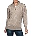 Wool Overs Women's Pure Wool Aran Cable Zip Mock Neck Sweater