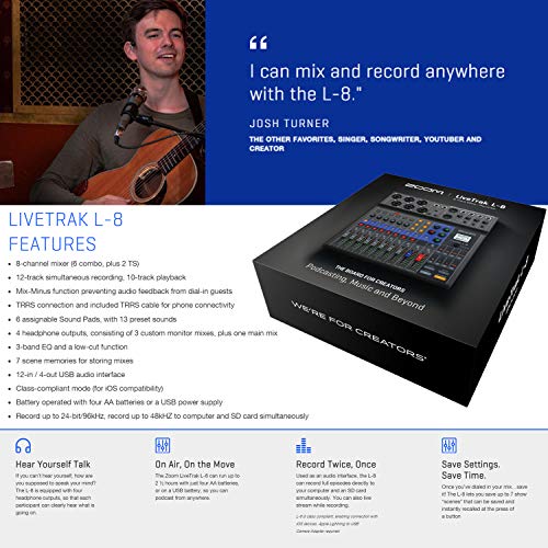 Zoom LiveTrak L8 Portable 8Channel Digital Mixer and Multitrack Recorder + 32GB Memory Card