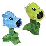 PVZ- Set of 2 - Normal and Ice Peashooter Plants Pea Shooter Cute Soft Plush Toy Doll