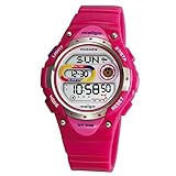 Jewtme Boys Grils Waterproof 100m Dual Time Unisex Children Outdoor Sport Watch (Purple)