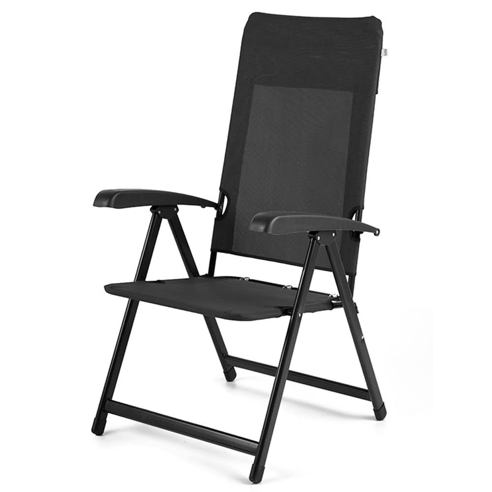Dajar Florenz Patio Folding Camping Chair High-Backed Garden Chair Garden Patio Balcony Camping Adjustable Black
