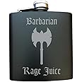 D&D Roleplaying Engraved Steel Flask - Barbarian Rage Juice - Nerdy Gift, dnd, Dungeons Dragons (Flask Only)