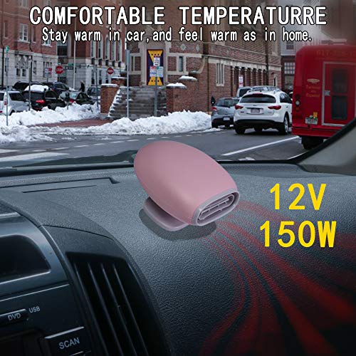 Portable Car Heater Fan Defroster with Air Purification 12V 150W Auto Car 30 Seconds Fast Heating Defrost Defogger Demister Vehicle Ceramic Heater Fan for Windshield (Pink) - Thumbnail 4