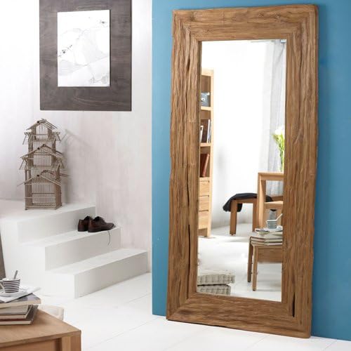 Espejo de pared de madera de teca la madera 200 x 100 cm espejo nuevo