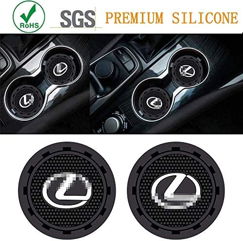 Pumauto 2.75 Inch Diameter Car Logo Cup Holder Coaster by Premium Silicone Auto Cup Holder Insert mats 2Pcs Pack (for Lexus)