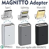 3 pack Magnetic Adapters MAGNITTO, USB Type C+Micro USB+Lightning to Micro USB Convert Connector for Samsung Galaxy S8 Plus S7 Note 8 Pixel XL Nexus 5X 6P LG G5 G6 V20 HTC iPhone X 8 7 Plus 6s 5s iPad