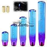 EZAUTOWRAP Shift Knob Stick Crystal Transparent Bubble Purple Blue Throw Gear Shifter 15cm