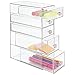 mDesign Office Supplies Desk Organizer for Paper Clips, Sticky Notes, Highlighters, Tape - 5 Drawers, Clear