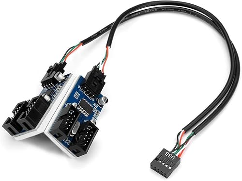 Rocketek 9pin USB Header Male 1 to 2 Female Extension Card USB 2.0 ...