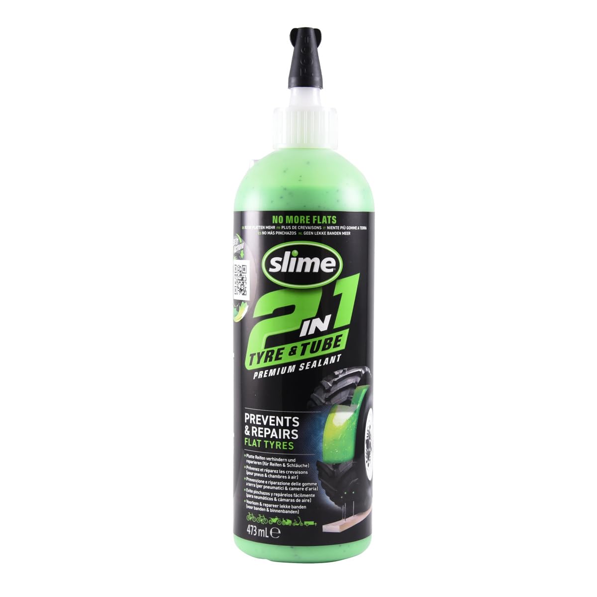 Photo 1 of Slime 10193 Tire and Tube Sealant Puncture Repair Sealant, 2-in-1, Premium, Prevent and Repair, suitable for non-highway Tires and Tubes, Non-Toxic, Eco-Friendly, 16oz bottle