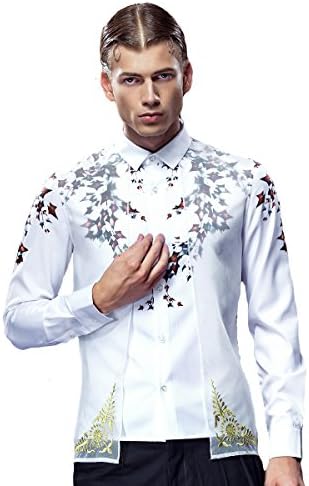 FANZHUAN Fashion Long Sleeve Shirt Men Men Slim Fit Shirt Print Shirts Men