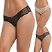 Ekouaer Womens 3 Pack of Sexy Lace Cheeky Hispter Panties Underwear Assorted Colors (Large=US Medium, Grey/Black/Nude)