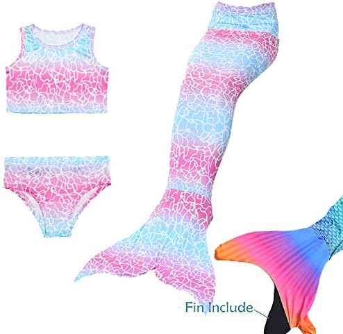 SAIANKE Girls Sparkle Mermaid Tails Swimmable Costume Swimwear Sets