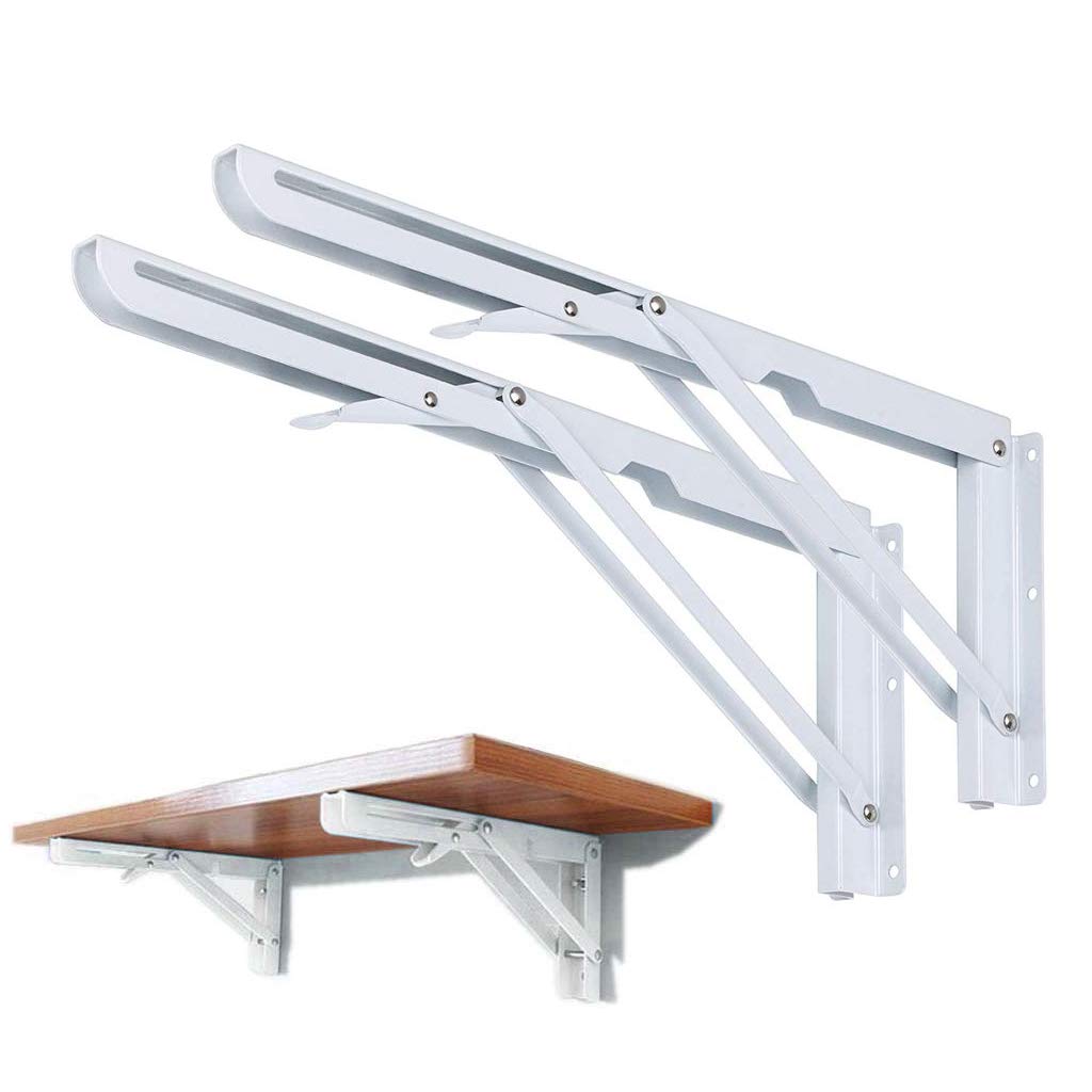 Buy 2PCS Folding Shelf Bracket, Wall Mount Support - Heavy Duty Fold ...