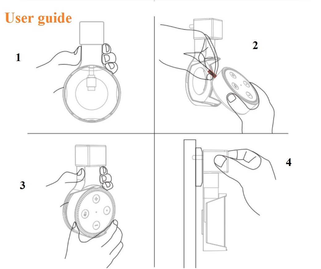 AOTINA Echo Dot 2 Wall Mount Outlet Wall Mount Hanger Holder Stand Plug in mount for Amazon Echo Dot 2nd Generation without Mess Wires Or Screws, Plug in Kitchens Bathroom Bedroom (Black)