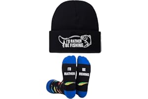 GOAUS Fishing Hunting Camping Gifts for Men, Funny Hat and Socks, Stocking Stuffers for Boy Dad Son Boyfriend Husband Grandpa