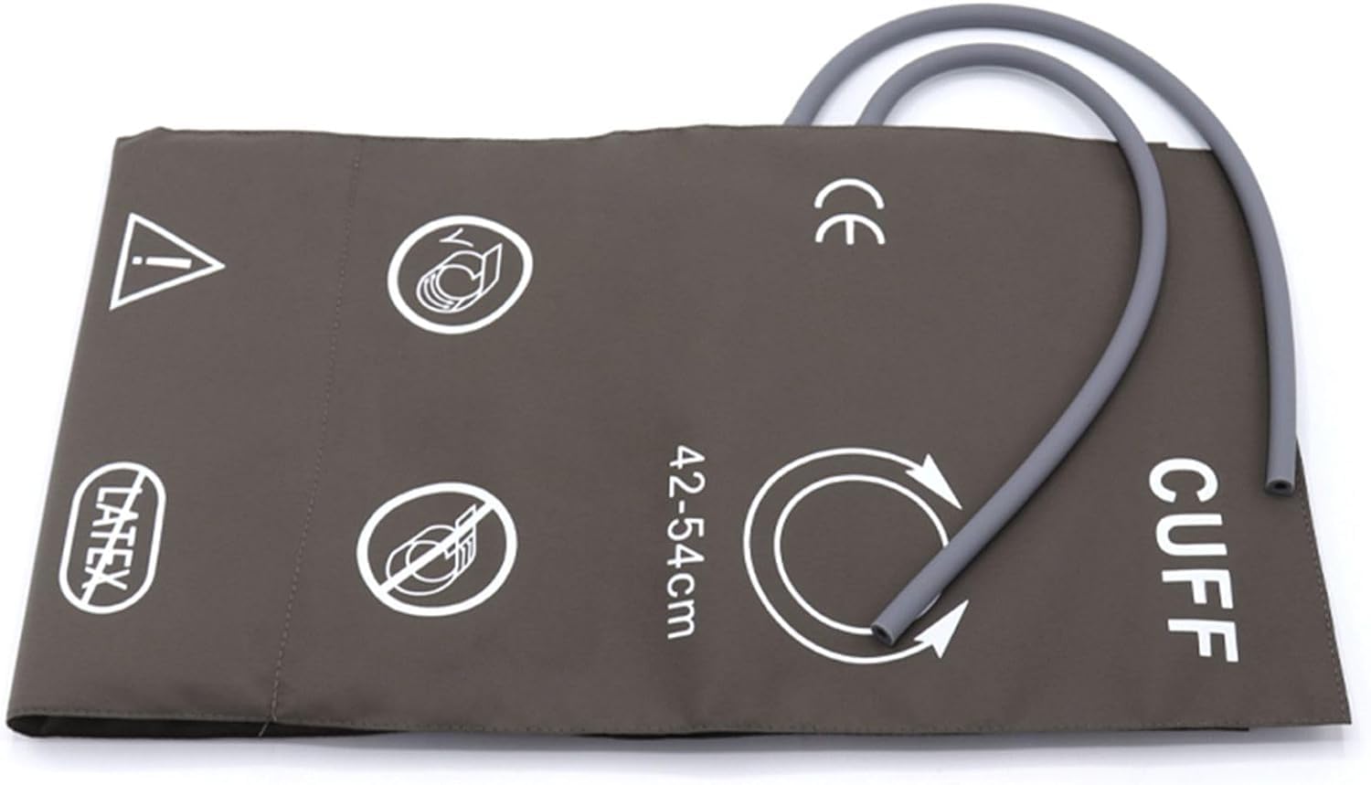 Universal NIBP Cuff for Thigh, 42-54 cm Dual Tubes Reusable PU Brown Replacement Blood Pressure Cuff, No BP Connector