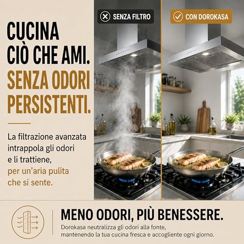 Universal Cooker Hood Filter with Activated Carbon 40 x 100 cm | Anti-Odour Grease Cloth Can Be Cut Out | Filters for Recirculating Cooker Hood | Compatible with All Extractor Hoods | Made in Italy