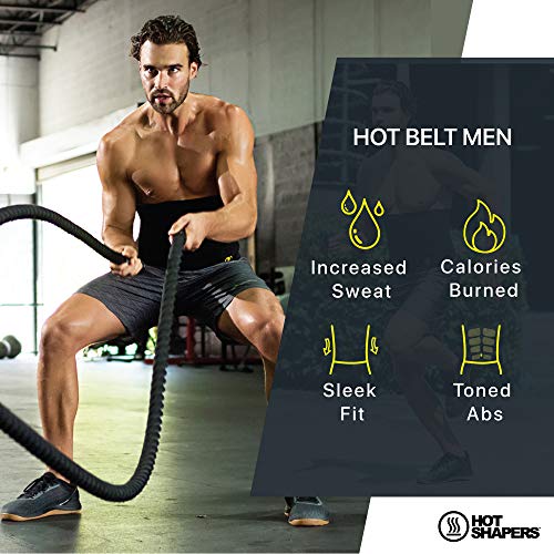 Hot Shapers Hot Belt for Men - Abs Stimulator Workout Waist Trimmer Sweat Band (Black, L)